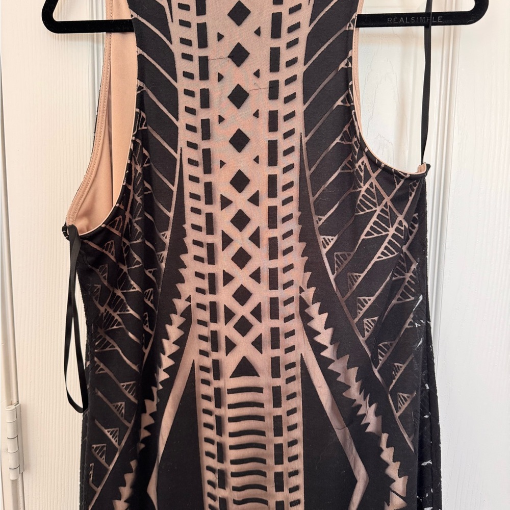 Mossimo Black With Tan Slip, slits on both sides Geometric Details Dress - Picture 2 of 6